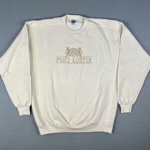 VTG Port Austin Sweatshirt Mens XL Embroidered Lee Heavy Weight Michigan 90s USA